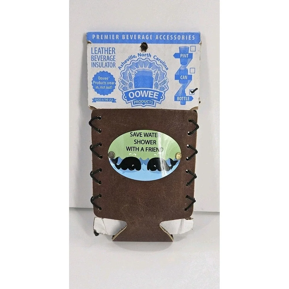 New Leather Handmade In Asheville 12oz Bottle Coozie Novelty Gift Beer Metal Pic